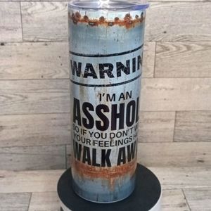 WARNING 20oz. Stainless steel handmade tumbler